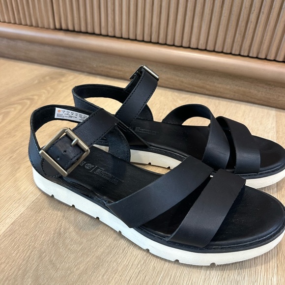Timberland Women's Safari Dawn backstrap sandals in black full grain leather - Picture 2 of 7